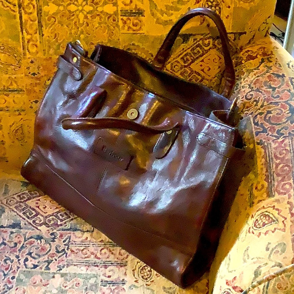 Vintage men’s Barbour briefcase. Brass accents